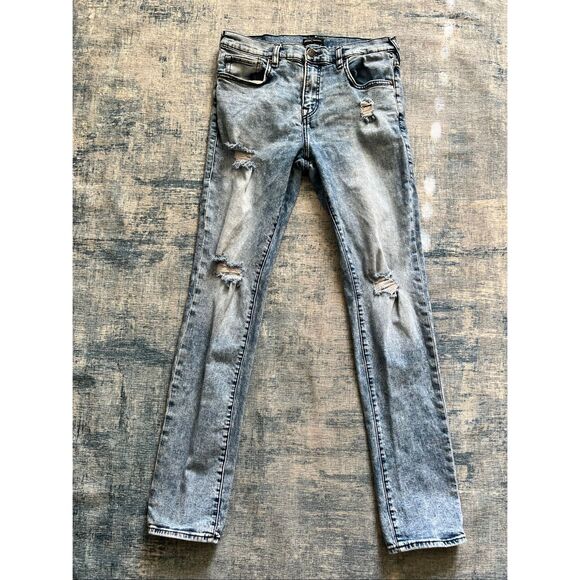 True Religion Light Distressed Wash Rocco Relaxed Skinny Jeans 32 x 34 - Picture 1 of 8